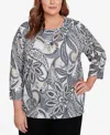 Alfred Dunner Plus Size Reversible Paisley Top