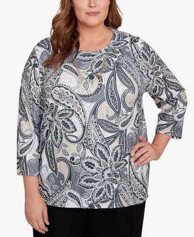 Alfred Dunner Plus Size Reversible Paisley Top