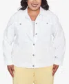 Alfred Dunner Plus Size Rise And Shine Soutache Fringe Trim Collared Jacket In White