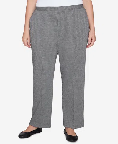 Alfred Dunner Plus Size Runway Ready Chic Pull On Houndstooth Short Length Pants In Black,white Metallic