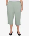 Alfred Dunner Plus Size Santa Fe Relaxed Crochet Hem Capri Pants In Aloe