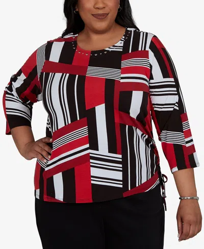 Alfred Dunner Plus Size Slashed Glass Knit Top In Multi