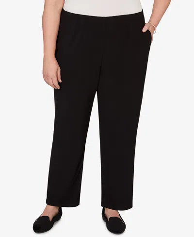 Alfred Dunner Plus Size Soft Crepe Short Length Pants In Black