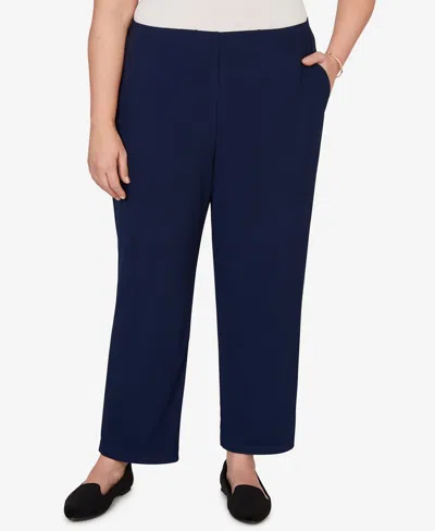 Alfred Dunner Plus Size Soft Crepe Short Length Pants In Blue