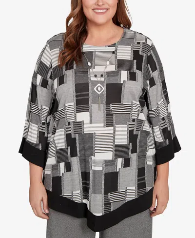 Alfred Dunner Plus Size Solid Patchwork Top