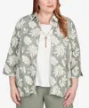 Alfred Dunner Plus Size Soutache Leaf Top With Necklace