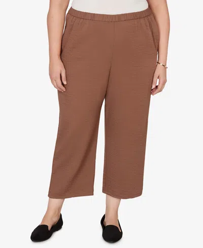 Alfred Dunner Plus Size Spice Market Wide-leg Pants In Brown