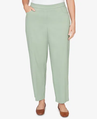 Alfred Dunner Plus Size St. Augustine Tailored Stretch Front Pocket Short Length Pants In Green