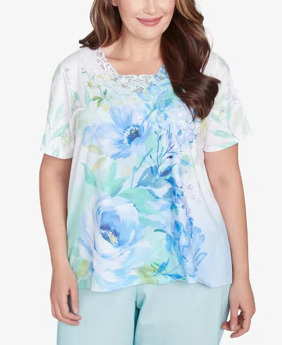 Alfred Dunner Plus Size St. Thomas Dramatic Floral Print Top In Multi