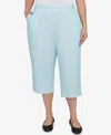 Alfred Dunner Plus Size St. Thomas Heat Set Embroidered Capri Pants In Blue