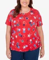 ALFRED DUNNER PLUS SIZE STARS SIDE TIE SHORT SLEEVE TEE