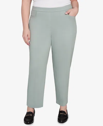 Alfred Dunner Plus Size Stockbridge Modern Millennium Average Length Pant In Green
