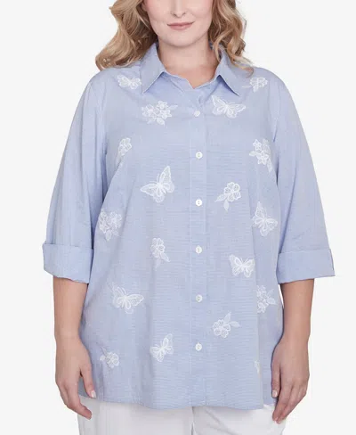 Alfred Dunner Plus Size Striped Butterfly Top