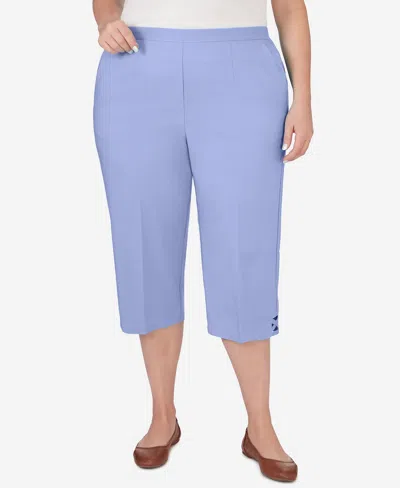 Alfred Dunner Plus Size Summer Breeze Capri Pants With Hem Detail In Lilac