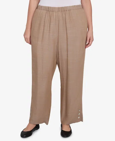 Alfred Dunner Plus Size Summer Solstice Relaxed Button Detail Pull On Ankle Pants