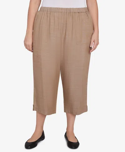 Alfred Dunner Plus Size Summer Solstice Relaxed Button Tab Capri Pants