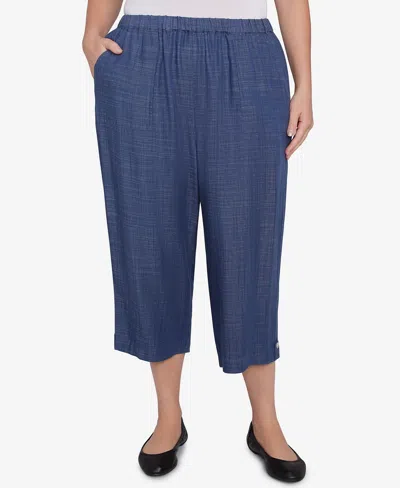 Alfred Dunner Plus Size Summer Solstice Relaxed Button Tab Capri Pants