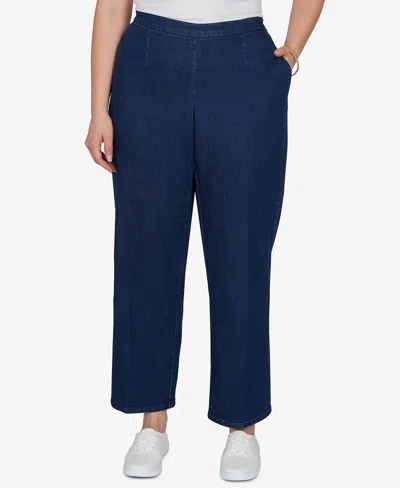 Alfred Dunner Plus Size Sunset Canyon Pull-on Elastic-waist Denim Pants In Indigo
