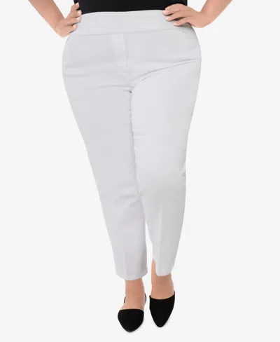 Alfred Dunner Plus Size Super Stretch Mid-rise Short Length Denim Pants In White
