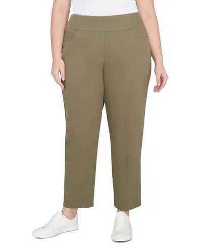Alfred Dunner Plus Size Super Stretch Pull-on Pants In Green