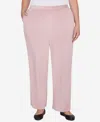 Alfred Dunner Plus Size Telluride Corduroy Elastic Waist Short Length Pleated Pants In Rose
