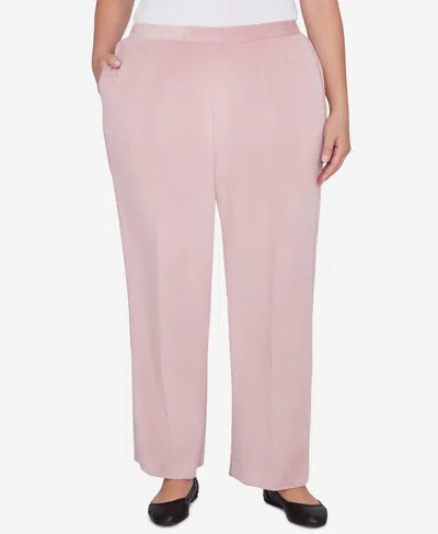 ALFRED DUNNER PLUS SIZE TELLURIDE CORDUROY ELASTIC WAIST SHORT LENGTH PLEATED PANTS