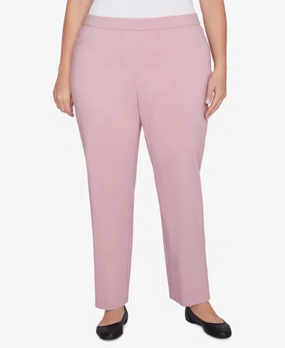 Alfred Dunner Plus Size Telluride Millennium Faux Fly Front Short Length Pants In Rose Heather