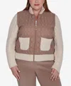 Alfred Dunner Plus Size Telluride Sweater Trim Quilted Jacket In Fawn