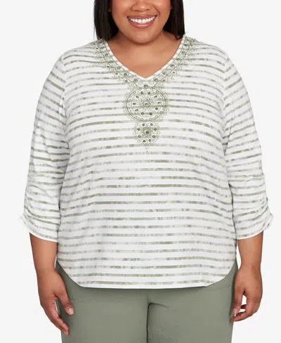 Alfred Dunner Plus Size Textured Medallion Top