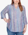 Alfred Dunner Plus Size Textured Stripe Top