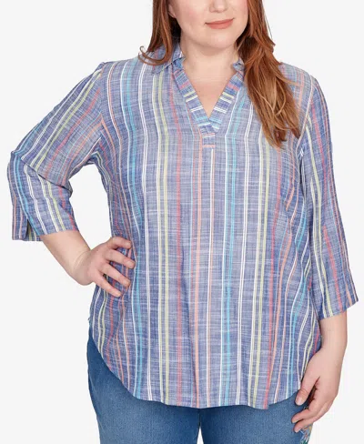 Alfred Dunner Plus Size Textured Stripe Top