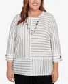 Alfred Dunner Plus Size Textured Stripe Top
