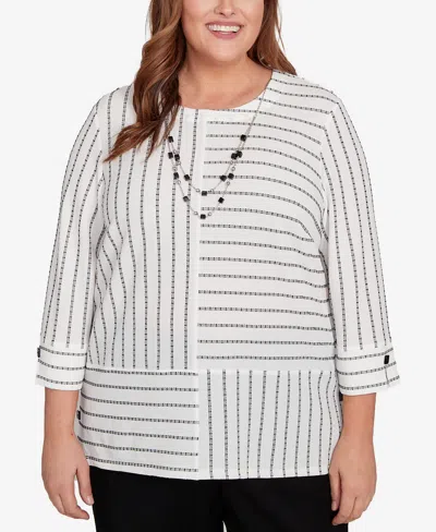 Alfred Dunner Plus Size Textured Stripe Top In Multi