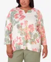 ALFRED DUNNER PLUS SIZE TUSCAN SUNSET FLORAL TEXTURED TOP