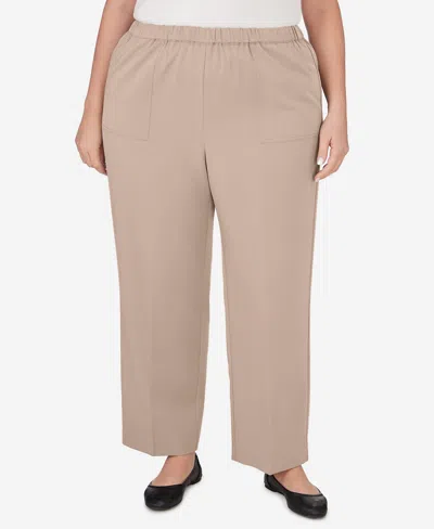 Alfred Dunner Plus Size Tuscan Sunset Sunset Twill Short Length Pant In Khaki