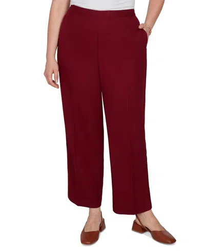 Alfred Dunner Plus Size Union Square Textured Cranberry Short-length Pants In Burgundy