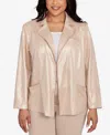 Alfred Dunner Plus Size Urban Legend Pull On Shimmer Jacket In Gold