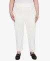 Alfred Dunner Plus Size Vienna Allure Fit Flat Front Corduroy Short Length Pant In White