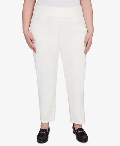 Alfred Dunner Plus Size Vienna Allure Fit Flat Front Corduroy Short Length Pant In White