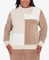 Alfred Dunner Plus Size Vienna Neutral Tones Colorblock Sweater In Brown