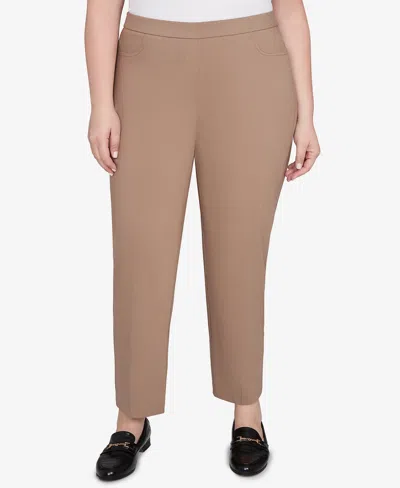 Alfred Dunner Plus Size Vienna Smooth Front Easy Fit Short Length Pant In Brown