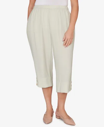 Alfred Dunner Plus Size Vintage Charm Front Pocket Capri Pants In Green