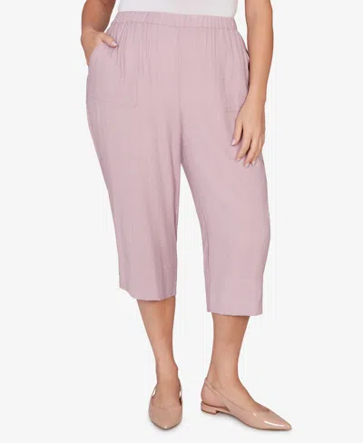 Alfred Dunner Plus Size Vintage Charm Front Pocket Capri Pants In Pink