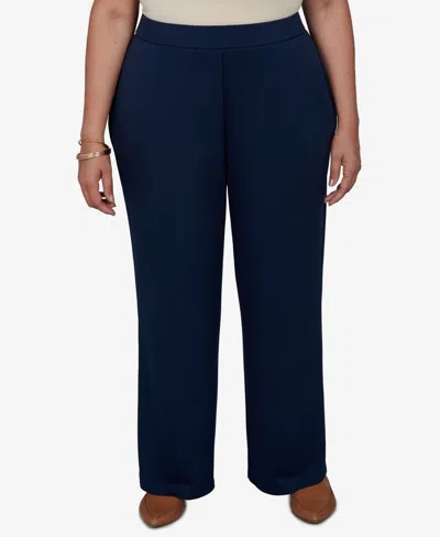 Alfred Dunner Plus Size Wide-leg Pull-on Rayon-nylon Blend Pants In Ink