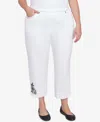 Alfred Dunner Plus Size Wild At Heart Floral Embroidered Cuffed Ankle Jean In White