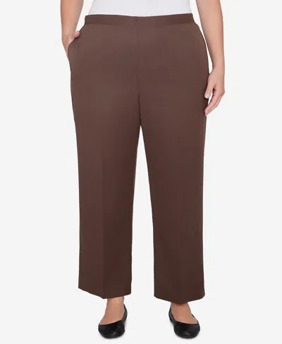 Alfred Dunner Plus Size Wine Country Classic Slant Pocket Average Length Pant In Chocolate