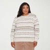 Alfred Dunner Plus Vienna Womens Crew Neck Long Sleeve Striped Pullover Sweater In Multi