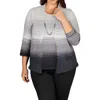 Alfred Dunner Plus Womens 2-in-1 Cotton Blouse