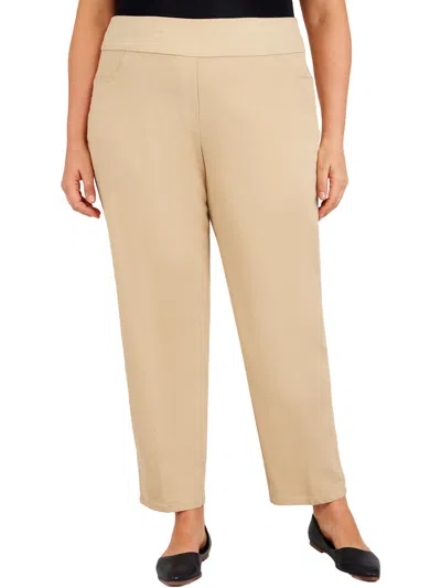 Alfred Dunner Plus Womens High Rise Stretch Straight Leg Jeans In White