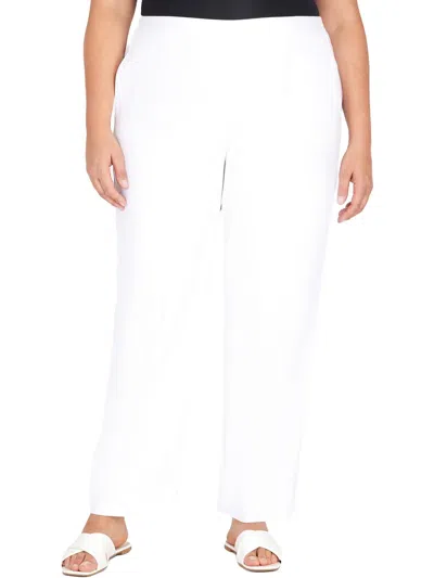 Alfred Dunner Plus Womens Mid Rise Work Wear Ankle Pants In White